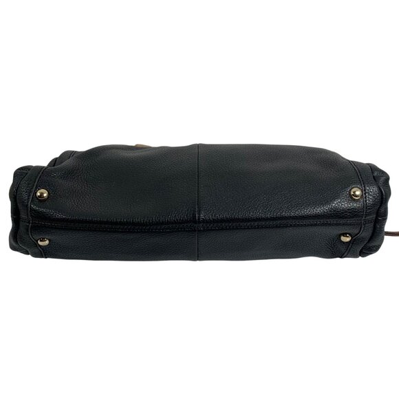 B Makowsky Leather Slouchy Hobo Shoulder Bag Braided Handles Black/Camel EUC - Picture 5 of 12